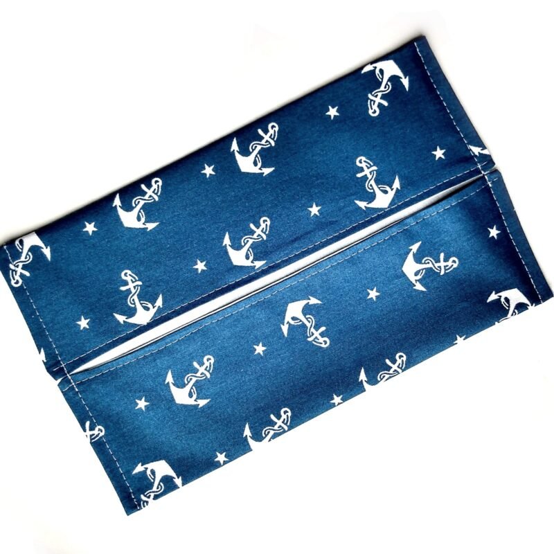 white anchors on blue background