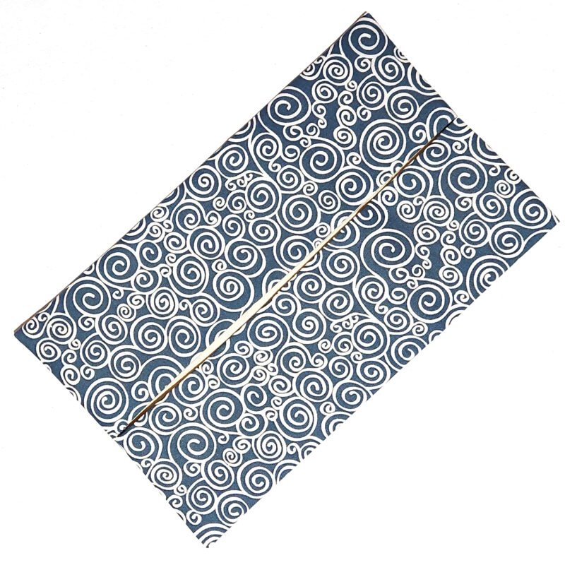 white swirls on grayish blue background