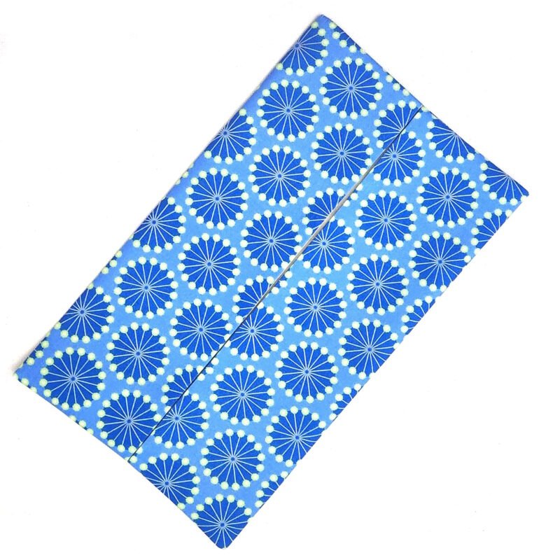 Kleenex tissues holder made from cotton fabric in modern floral pattern in blue hues