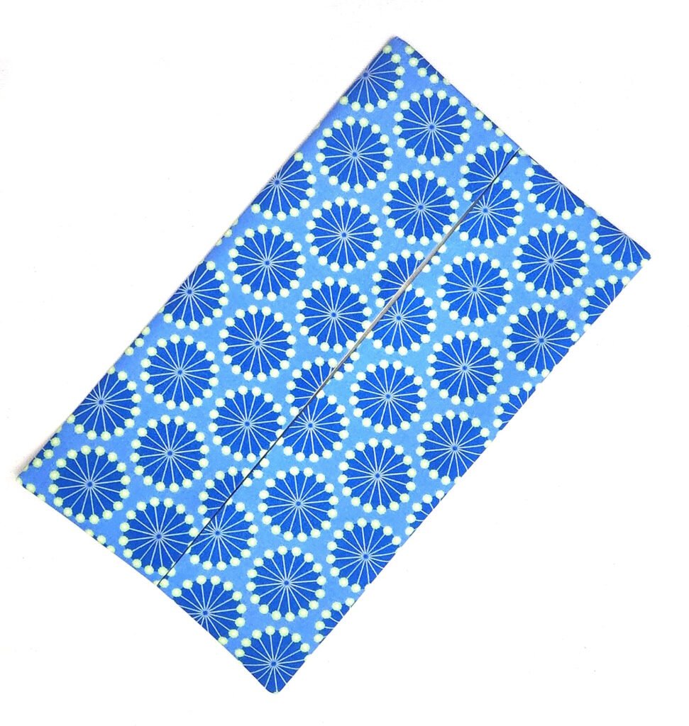 Kleenex tissues holder made from cotton fabric in modern floral pattern in blue hues