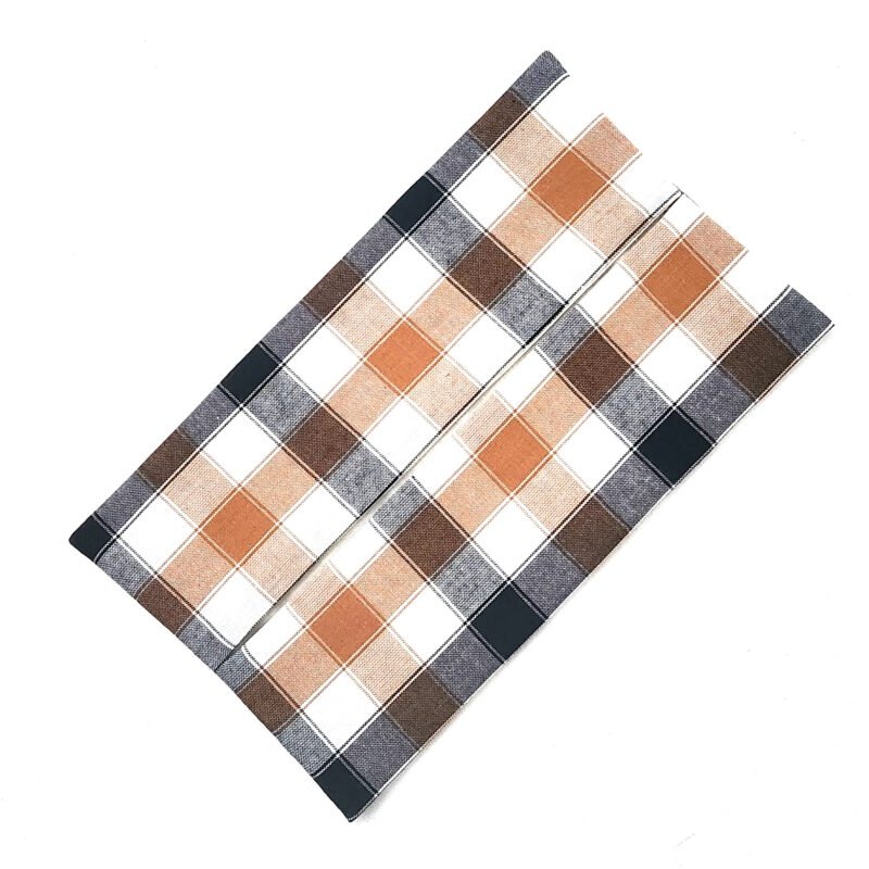 flat case made from plaid cotton fabric to store Kleenex